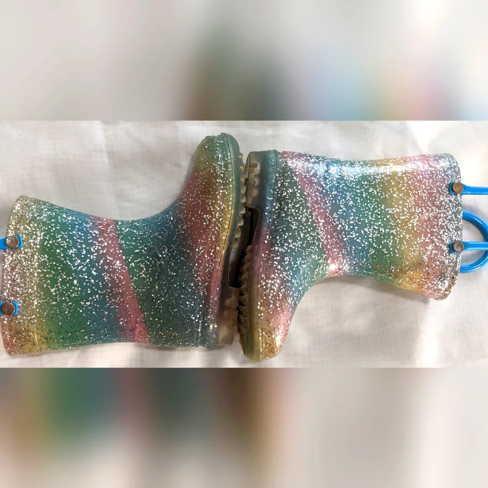Austin Trading Co Little Girl Rainbow Glitter Rain Boots